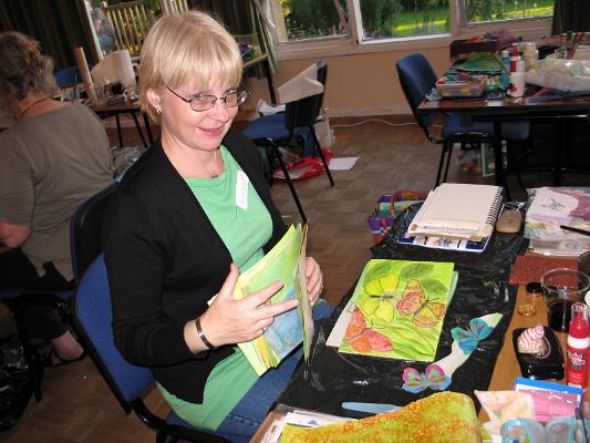 Karen making her book